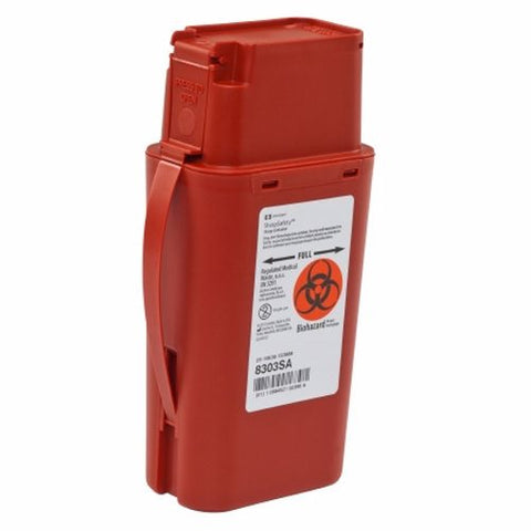 Cardinal, Sharps Transport Container SharpSafety 8-Â¾H X 2-Â½ D X 4-Â½ W Inch 1 Quart Red, 0.25 Gallons Cardinal