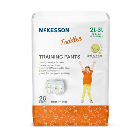 McKesson, Toddler Training Pants Pull On with Tear Away Seams Size 2T to 3T Disposable Heavy Absorbency, Count of 1 McKesson