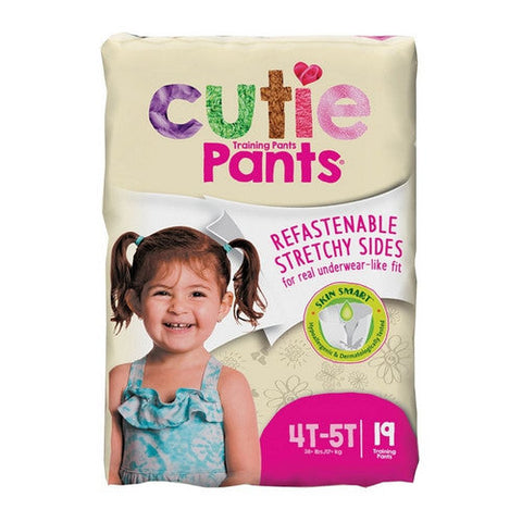 First Quality, Female Toddler Training Pants Cutie Pants Pull On with Tear Away Seams 4T to 5T Disposable Heavy Abs, Count of 19 First Quality