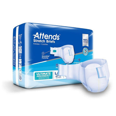 Attends, Unisex Adult Incontinence Brief Stretch Large / X-Large Disposable Heavy Absorbency, Count of 24 Attends