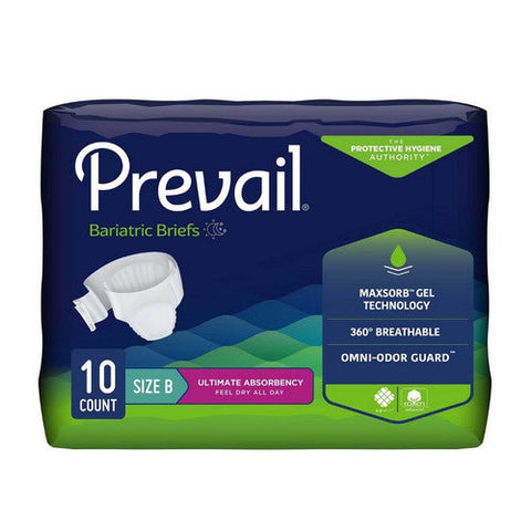 First Quality, Unisex Adult Incontinence Brief Prevail  Bariatric Tab Closure Size B Disposable Heavy Absorbency, Count of 4 First Quality