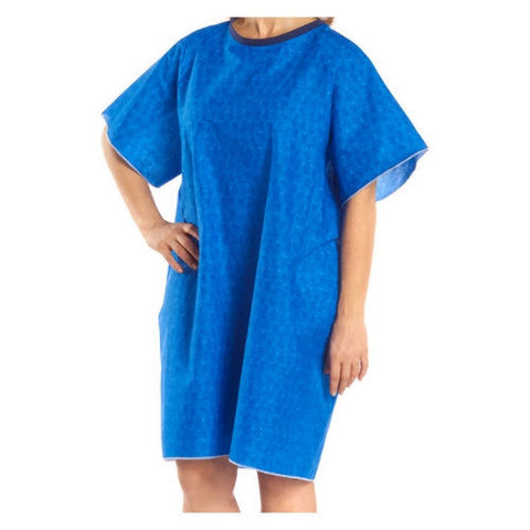 Salk, Patient Exam Gown TieBack One Size Fits Most Blue Marble Print Adult NonSterile, Count of 1 Salk