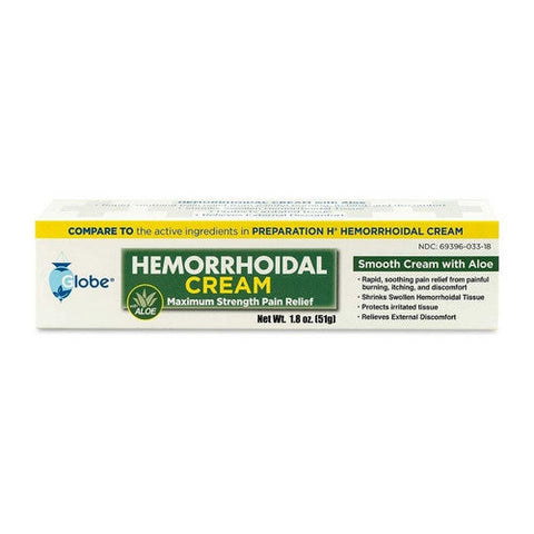 Globe, Hemorrhoid Cream With Aloe, 1.8 Oz Globe
