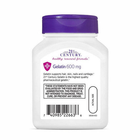 21st Century, Gelatin, 600 mg, 100 Caps 21st Century