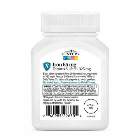 21st Century, Iron Ferrous Sulfate, 325 mg, 120 Tabs 21st Century