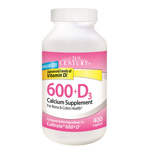 21st Century, Calcium 600 + Vitamin D3, 400 Caplets 21st Century