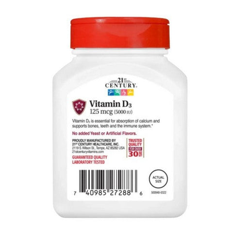 21st Century, Vitamin D3, 125mcg, 5000IU 110 Tabs 21st Century
