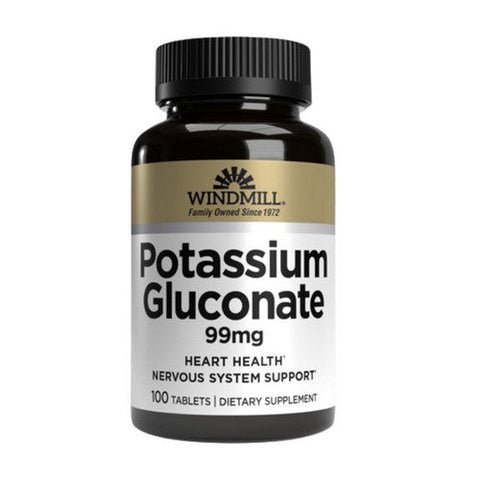 Windmill Health, Potassium As Gluconate, 99mg, 100 Tabs Windmill Health