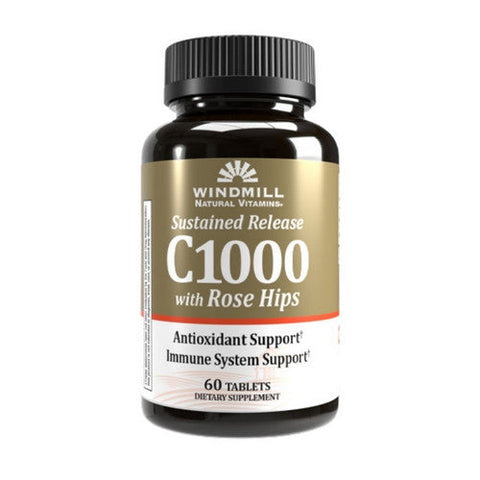 Windmill Health, Vitamin C with Rose Hips, 1000mg, Sustained Release 60 Tabs Windmill Health