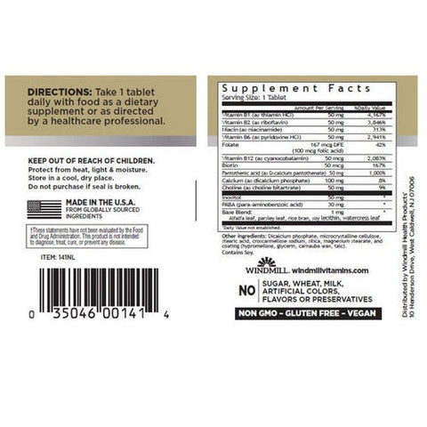 Windmill Health, Sustained Release B-Complex, 60 Tabs Windmill Health