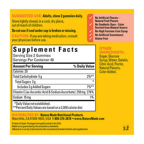 Nature Made, Vitamin C, 250mg, 80 Gummies Nature Made