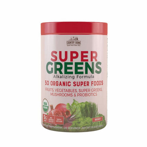 Country Farms, Super Greens Powder Berry, 10.6 Oz Country Farms