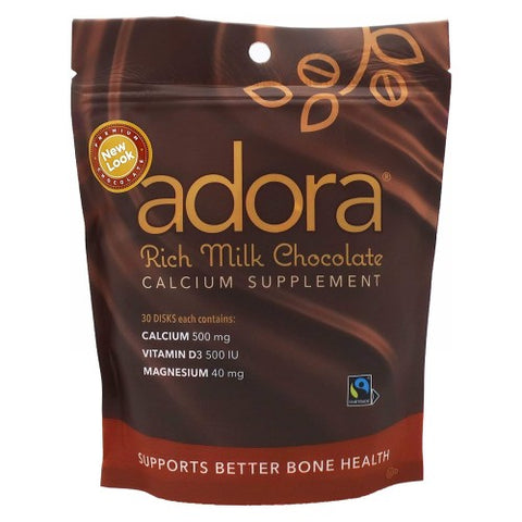 Adora, Calcium Supplement Disk, Milk Chocolate 30 Count Adora
