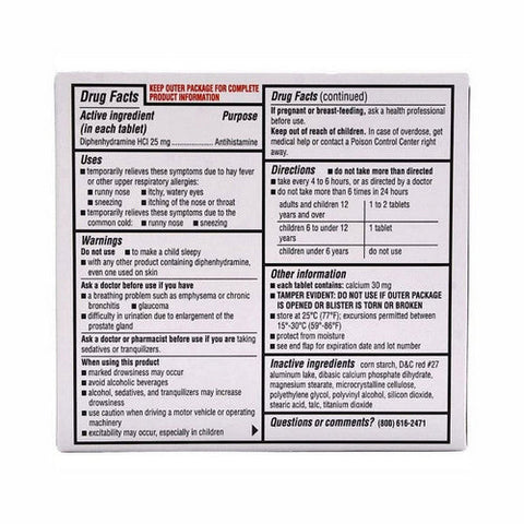 Major Pharmaceuticals, Banophen Diphenhydramine Hci, 25 Mg, 100 Tabs Major Pharmaceuticals