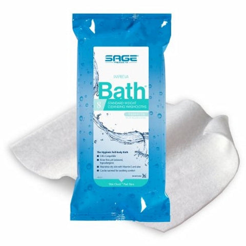 Sage, Rinse-Free Bath Wipe Impreva Bath Soft Pack Unscented, 1 Packet / 8 Count Sage