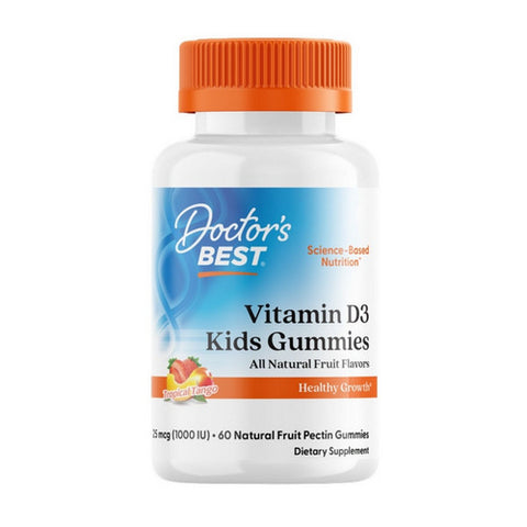 Doctors Best, Kids Vitamin D3 Gummies All Natural Fruit, 25 Mcg, 60 Pectin Gummies Doctors Best