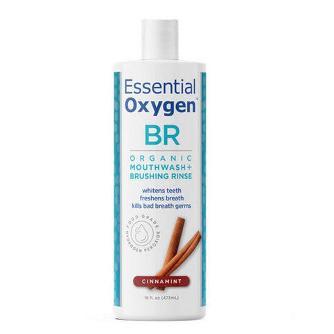 Essential Oxygen, Br Organic Mouthwash Plus Brushing Rinse Cinnamint, 16 Oz Essential Oxygen