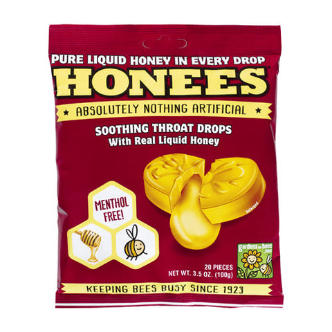 Honees, Soothing Throat Drops Honey, 20 Lozenges Honees