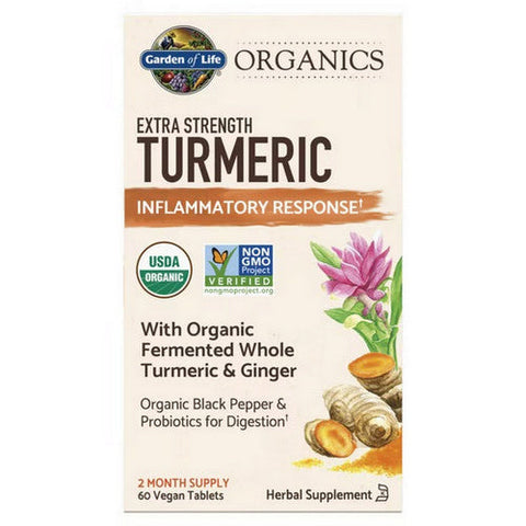 Garden of Life, Organics Extra Strength Turmeric Inflammatory Response, 60 Vegan Tabs Garden of Life