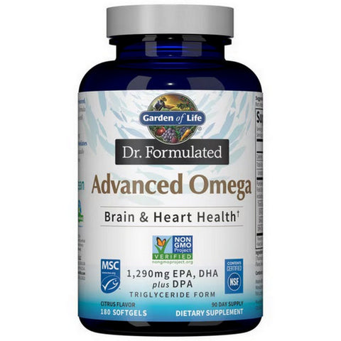 Garden of Life, Dr. Formulated Advanced Omega, Lemon, 180 Softgels Garden of Life