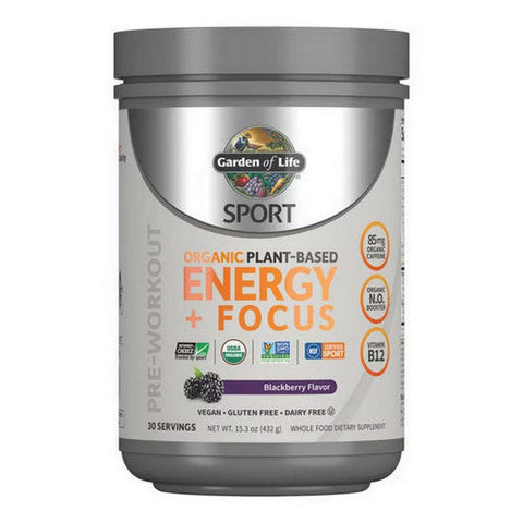 Garden of Life, SPORT Organic Pre-Workout Energy plus Focus Blackberry Powder, 15.3 Oz Garden of Life