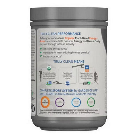 Garden of Life, SPORT Organic Pre-Workout Energy plus Focus Blackberry Powder, 15.3 Oz Garden of Life