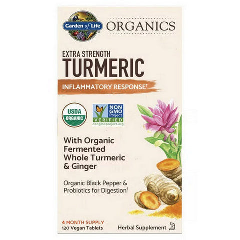 Garden of Life, Organics Extra Strength Turmeric Inflammatory Response, 120 Vegan Tabs Garden of Life