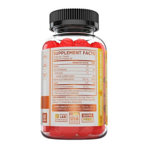 Zhou Nutrition, D3 + K2 Gummies Strawberry, 60 Count Zhou Nutrition