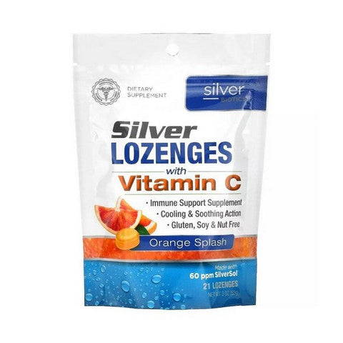 Silver Biotics (American Biotech Labs), Silver Lozenges With Vitamin C Orange Splash, 21 Lozenges