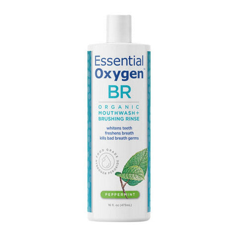Essential Oxygen, BR Organic Mouthwash Brushing Rinse Peppermint, 16 Oz Essential Oxygen