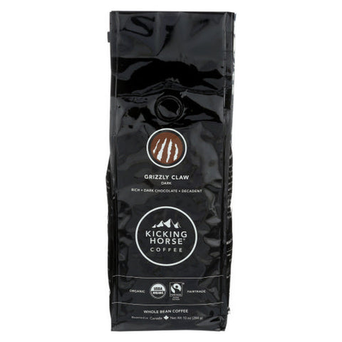 Kicking Horse, Coffee  Organic  Whole Bean  Grizzly Claw  Dark Roast, 10 Oz(Case Of 6) Kicking Horse