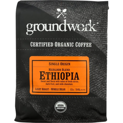 Groundwork Coffee, Coffee Ethiopia Sngle Org, 12 Oz(Case Of 6) Groundwork Coffee