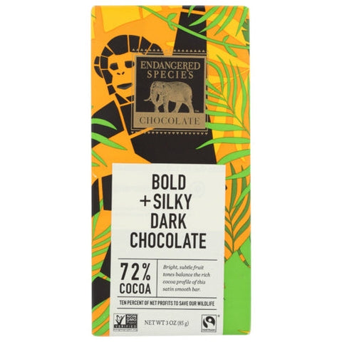 Endangered Species, Choc Bar Chimpnz Drk Choc, Case of 12 X 3 Oz Endangered Species
