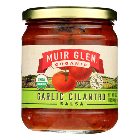 Muir Glen, Medium Garlic Cilantro Salsa  Tomato, Case of 12 X 16 Oz Muir Glen