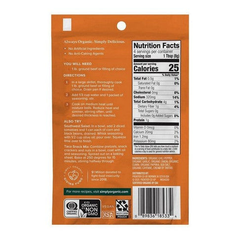 Simply Organic, Organic Southwest Taco Seasoning Mix, 1.13 Oz(Case Of 12) Simply Organic