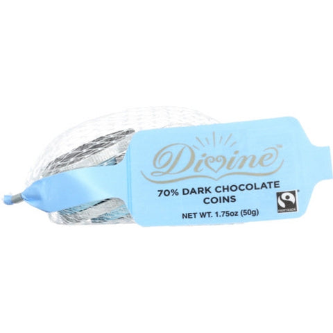 Divina, Dark Chocolate Coins Blue And Silver, 1.75 Oz(Case Of 30) Divina