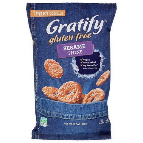 Gratify, Sesame Pretzel Thins, 10.5 Oz(Case Of 6) Gratify