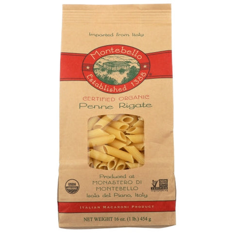 Montebello, Organic Penne Rigate Pasta, 16 Oz(Case Of 12) Montebello