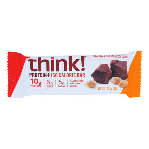 Think!, Chunky Chocolate Peanut Lean Protein and Fiber Bar, Case of 10 X 1.41 Oz Think!