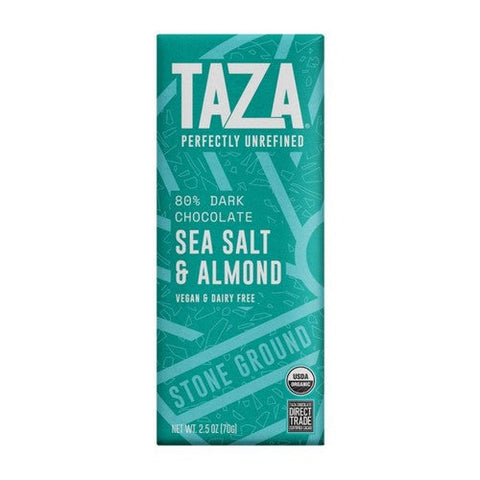 Taza Chocolate, Dark Chocolate Bar Stone Ground Sea Salt And Almond, Case of 10 X 2.5 Oz Taza Chocolate
