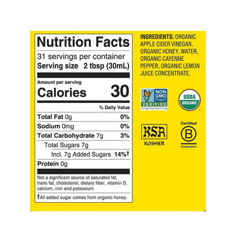 Bragg, Organic Apple Cider Vinegar Honey Cayenne Wellness Cleanse, 32 Oz(Case Of 12) Bragg