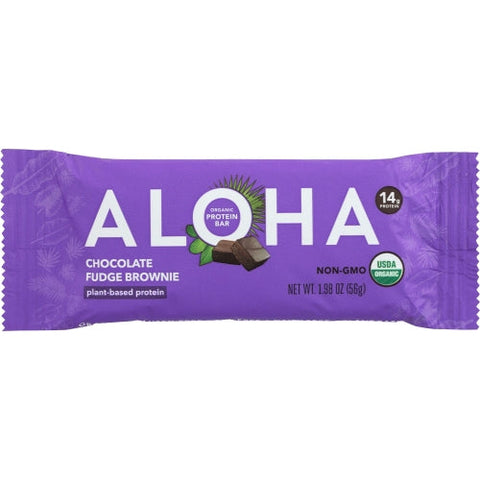 Aloha Bay, Organic Chocolate Fudge Brownie Plant Protein Bar, 1.98 Oz(Case Of 12)
