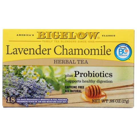 Bigelow, Lavender Chamomile Herbal Tea Plus Probiotics, 0.98 Oz(Case Of 6) Bigelow