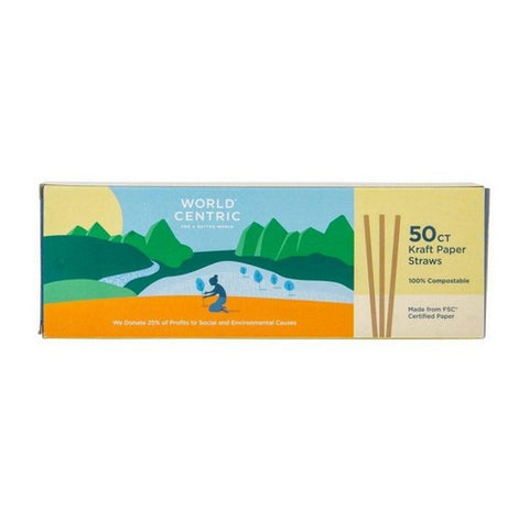 World Centric, Straws Paper Compostable, 50 Count(Case Of 24) World Centric