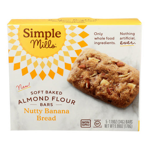 Simple Mills, Bar Soft Baked Nutty Banana Bread, 5.99 Oz(Case Of 6) Simple Mills