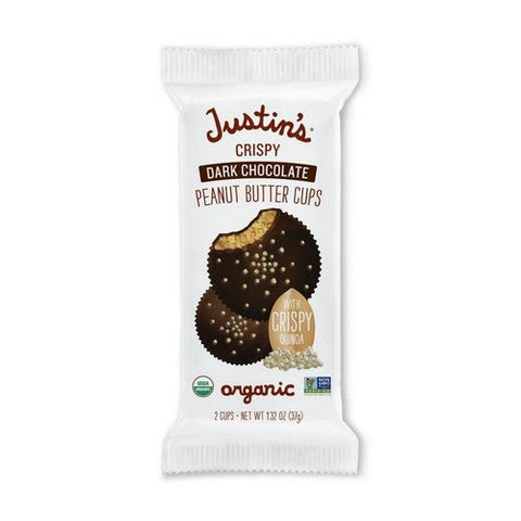 Justin's, Organic Dark Chocolate Crispy Peanut Butter Cups, 1.32 Oz(Case Of 12)