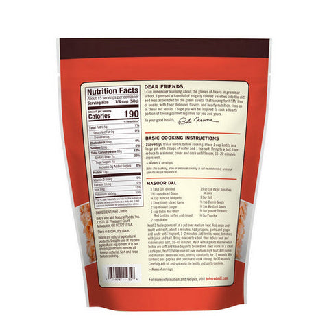 Bobs Red Mill, Lentils Red, 27 Oz(Case Of 4)