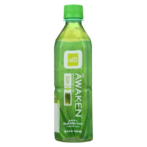Alo, Wheatgrass Aloe Awaken Drink, Case of 12 X 16.9 Oz Alo