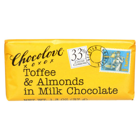 Chocolove, Toffee And Almonds Milk Chocolate, 1.3 Oz(Case Of 12) Chocolove