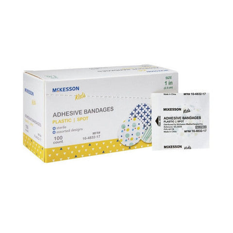 McKesson, Adhesive Spot Bandage 1 Inch Plastic Round Kid Design 16-4832-17, Box Of 100 McKesson
